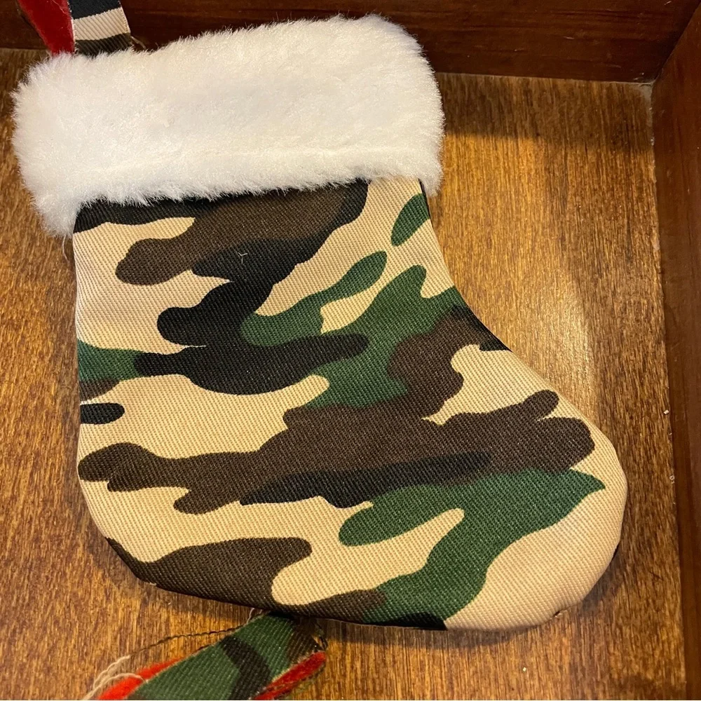 Lot of 16 Mini Christmas STOCKINGS Hunting Military Green Camo Camouflage 5
